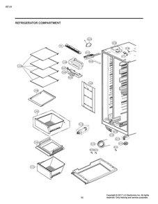 Refrigerator Compartment Diagram and Parts List for GM-J227AKXM ASBCNA0 LG Refrigerator