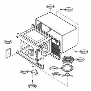 Oven Cavity Parts Diagram and Parts List for JES1133WD KMWEGEU LG Wall Oven