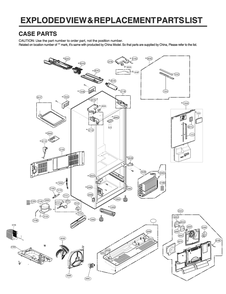 Case Parts Diagram and Parts List for GR-J288NKXM ASBCNA4 LG Refrigerator