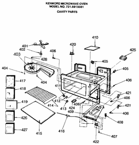 Cavity Diagram and Parts List for 7218915081  Kenmore Microwave