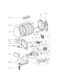 Drum And Motor Assembly Parts Diagram and Parts List for DLE0442W01  LG Dryer