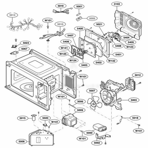 Interior Parts 1 Diagram and Parts List for 64289 ABKESEA LG Wall Oven