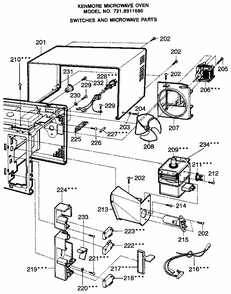 Switches And Microwave Diagram and Parts List for 7218911680  Kenmore Microwave
