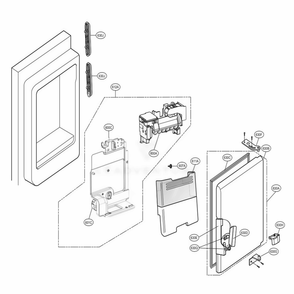 Ice Maker And Ice Bin Parts Diagram and Parts List for LFXS28968D ASBCNA0 LG Refrigerator