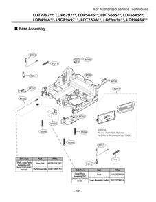 Base Assembly Diagram and Parts List for LDPN454HT ASSESNA LG Dishwasher