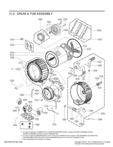 Drum And Tub Assembly Diagram and Parts List for FH3F7ADYK3 ABWEEUS LG Washer