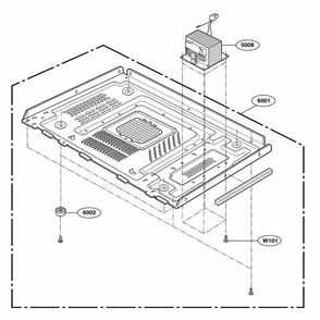 Base Plate Parts Diagram and Parts List for 64289 ABKESEA LG Wall Oven