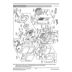 Section Diagram and Parts List for LD25EL AWYAUSH LG Dehumidifier