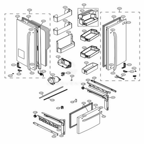 Door Parts Diagram and Parts List for 72039 AWBCSE3 LG Refrigerator
