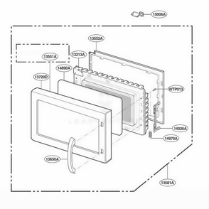Door Parts Diagram and Parts List for KCMC155JBL ABKEKAD LG Range