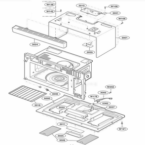 Oven Cavity Parts Diagram and Parts List for 80602 AWHESEA LG Microwave
