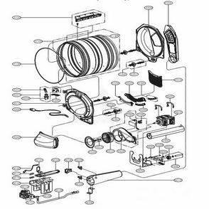 Drum And Motor Assembly: Gas Type Diagram and Parts List for DLG5988BM ABEEUS LG Dryer