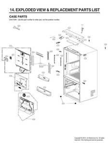 Case Parts Diagram and Parts List for GR-L248MSRM ASTCNA0 LG Refrigerator