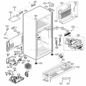 Case Parts Diagram and Parts List for LTCS24223B AWBCNA1 LG Refrigerator