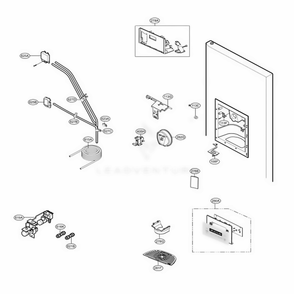 Ice And Water Part Dispenser Parts Diagram and Parts List for LSC23954SW ASWCNA1 LG Refrigerator
