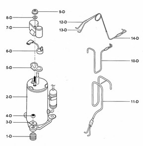 Compressor Parts Diagram and Parts List for 58072189200  Kenmore Air Conditioner