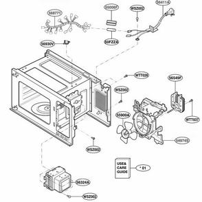 Interior Parts 1 Diagram and Parts List for MT4070SKB CBKEWRP LG Wall Oven