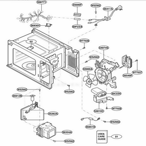 Interior Parts Diagram and Parts List for MT3135SHB B1EWRP LG Range