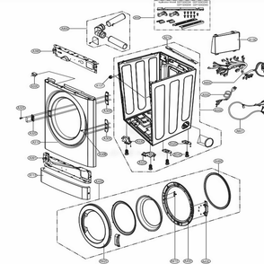 Cabinet And Door Assembly Diagram and Parts List for GDL1329QGW3 ASSEELC LG Dryer