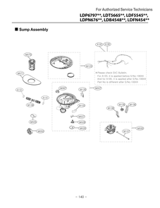 Sump Assembly Diagram and Parts List for DUA315HB ABPEEUS LG Dishwasher