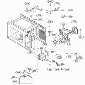 Interior Parts 1 Diagram and Parts List for 62252 CW1ESEA LG Wall Oven