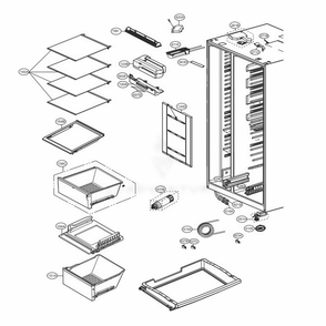 Refrigerator Compartment Diagram and Parts List for LSXC22396S ASTCNA0 LG Refrigerator