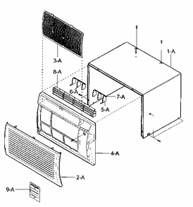 Front Assy Diagram and Parts List for 58076105600  Kenmore Air Conditioner