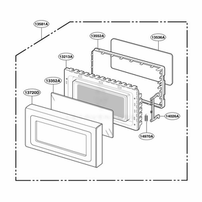 Door Parts Diagram and Parts List for MT4070SKB CBKEWRP LG Wall Oven