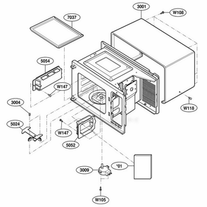 Oven Cavity Parts Diagram and Parts List for LD10D2 AGREAMA LG Range