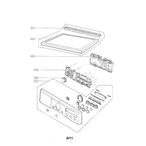 Control Panel And Plate Assembly Diagram and Parts List for DLEX2550R 00 LG Dryer