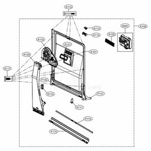 Door Liner Assembly Diagram and Parts List for LDT5665ST ASTEEUS LG Dishwasher