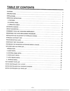 Table Of Contents Diagram and Parts List for MA-870MW  LG Microwave