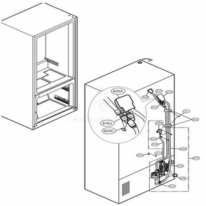 Valve And Water Tube Parts Diagram and Parts List for LFXS29626B AWBCNA1 LG Refrigerator