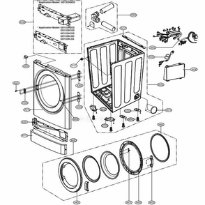 Cabinet And Door Assembly Electric Stack Lower Type Diagram and Parts List for GD1329LGD ABWEELC LG Washer