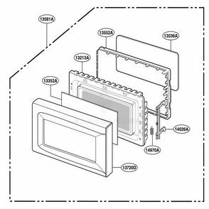 Door Parts Diagram and Parts List for LMA840W CWHELGA LG Range
