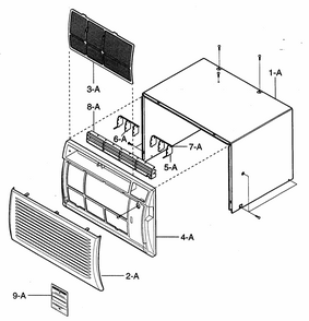 Cabinet/front Grille Assy Diagram and Parts List for 58075144500  Kenmore Air Conditioner