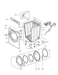 Cabinet And Door Assembly Parts Diagram and Parts List for CDG3389WD  LG Dryer