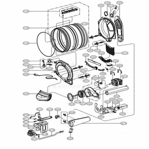 Drum And Motor Assembly Gas Type Diagram and Parts List for DLGX4271V ASSEEUS LG Dryer
