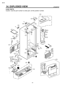 Case Parts Diagram and Parts List for GM-B223RQNM AWBCNA3 LG Refrigerator