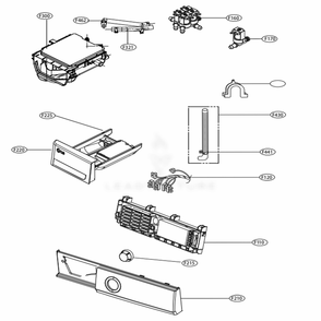 Control Panel And Dispenser Assembly Diagram and Parts List for WM3499HVA ASSEPUS LG Washer