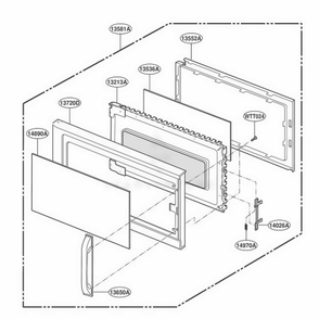 Door Parts Diagram and Parts List for MV1340T WHEGSC LG Wall Oven
