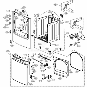 Cabinet And Door Assembly: Gas Type Diagram and Parts List for DLGX7701VE ASSEEUS LG Dryer