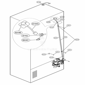 Valve And Water Tube Parts Diagram and Parts List for 72489 AWBCSE2 LG Refrigerator