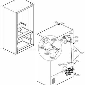 Valve And Water Tube Parts Diagram and Parts List for LFX21976ST ASTCNA1 LG Refrigerator