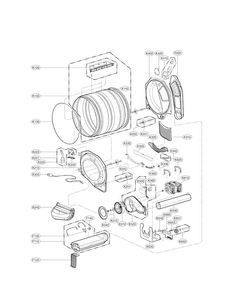 Drum And Motor Parts Diagram and Parts List for DLEX3570V  LG Dryer