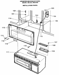 Installation Parts Diagram and Parts List for 7218935590  Kenmore Microwave