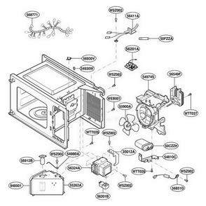 Interior Diagram and Parts List for CDMW14W CWHEDOM LG Range