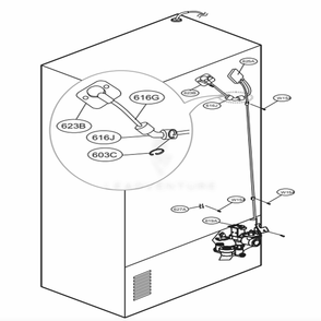 Valve And Water Tube Parts Diagram and Parts List for 73167 ASBCSE1 LG Refrigerator