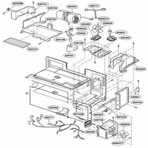 Interior Parts 3 Diagram and Parts List for KHMC107EWH MWEKAD LG Wall Oven
