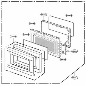 Door Parts Diagram and Parts List for GT4175SPS CSBEWRP LG Wall Oven